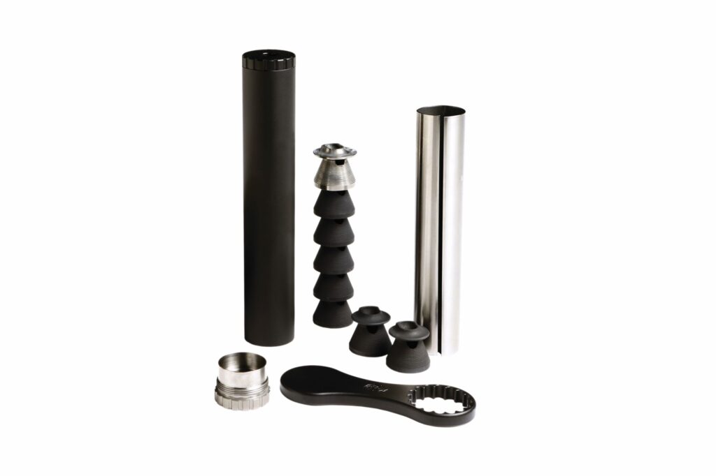 Product photo of the components of ASCENT22™ Premium Rimfire Suppressor KIT