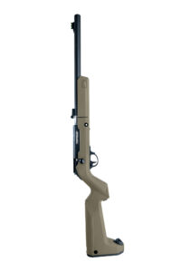 Vertical product image of the right side of the Owyhee Takedown Magnum Rifle .17 HMR Black - Backpacker FDE