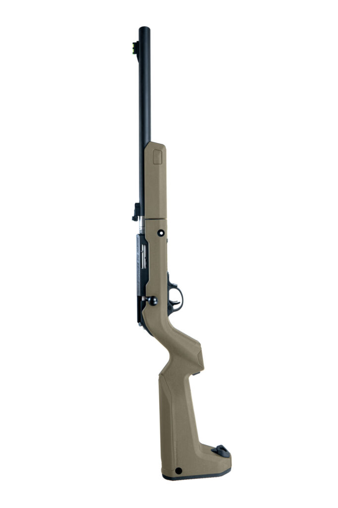Vertical product image of the right side of the Owyhee Takedown Magnum Rifle .17 HMR Black - Backpacker FDE