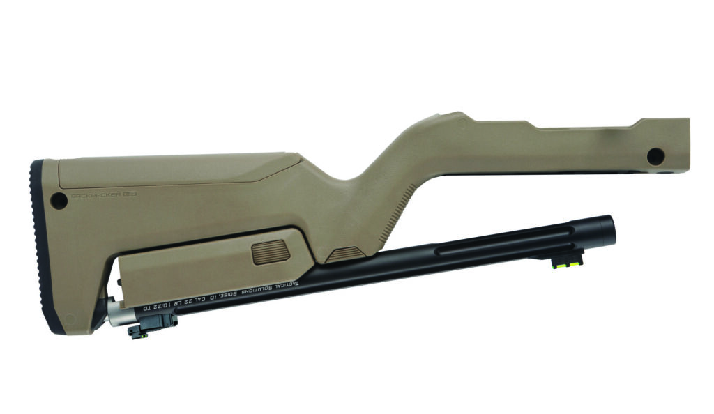 Right side product image of the MATTE BLACK X-RING TAKEDOWN BARREL W/ MAGPUL® X-22 BACKPACKER STOCK / FDE