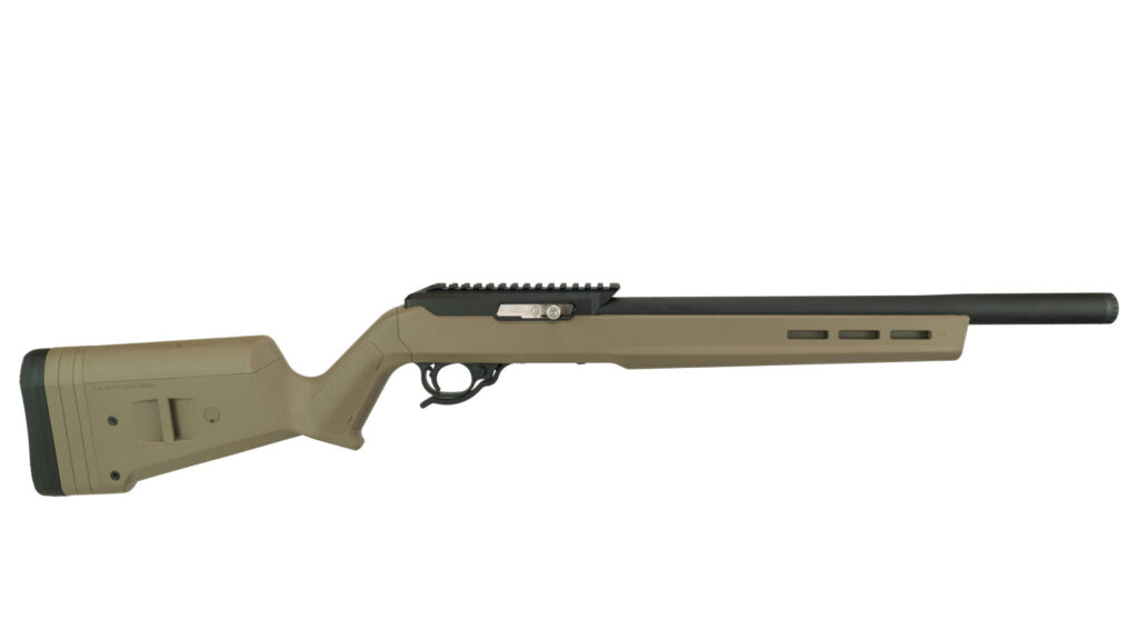 Product image of the MATTE BLACK INTEGRALLY SUPPRESSED X-RING RIFLE / HUNTER STOCK / FDE