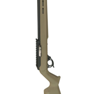 Vertical product image of the MATTE BLACK INTEGRALLY SUPPRESSED X-RING RIFLE / HUNTER STOCK / FDE