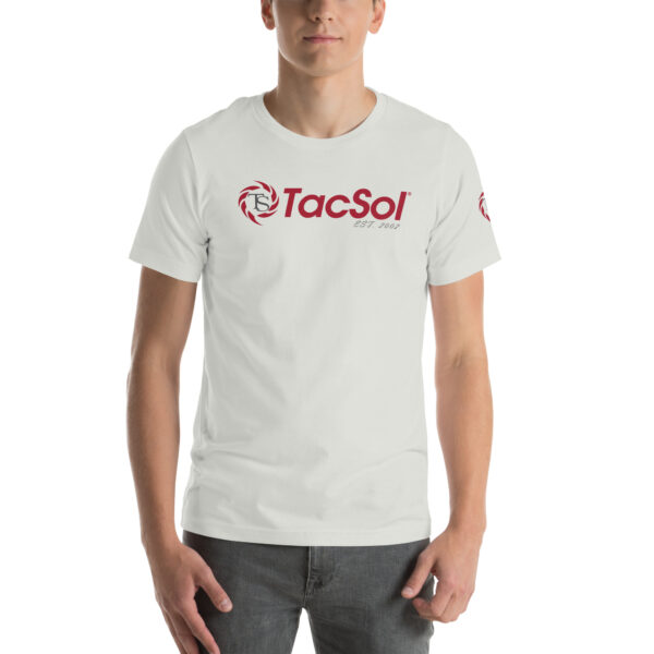 Tacsol Logo [Front] TacSol Swirl [Left Arm] Men's T Shirt