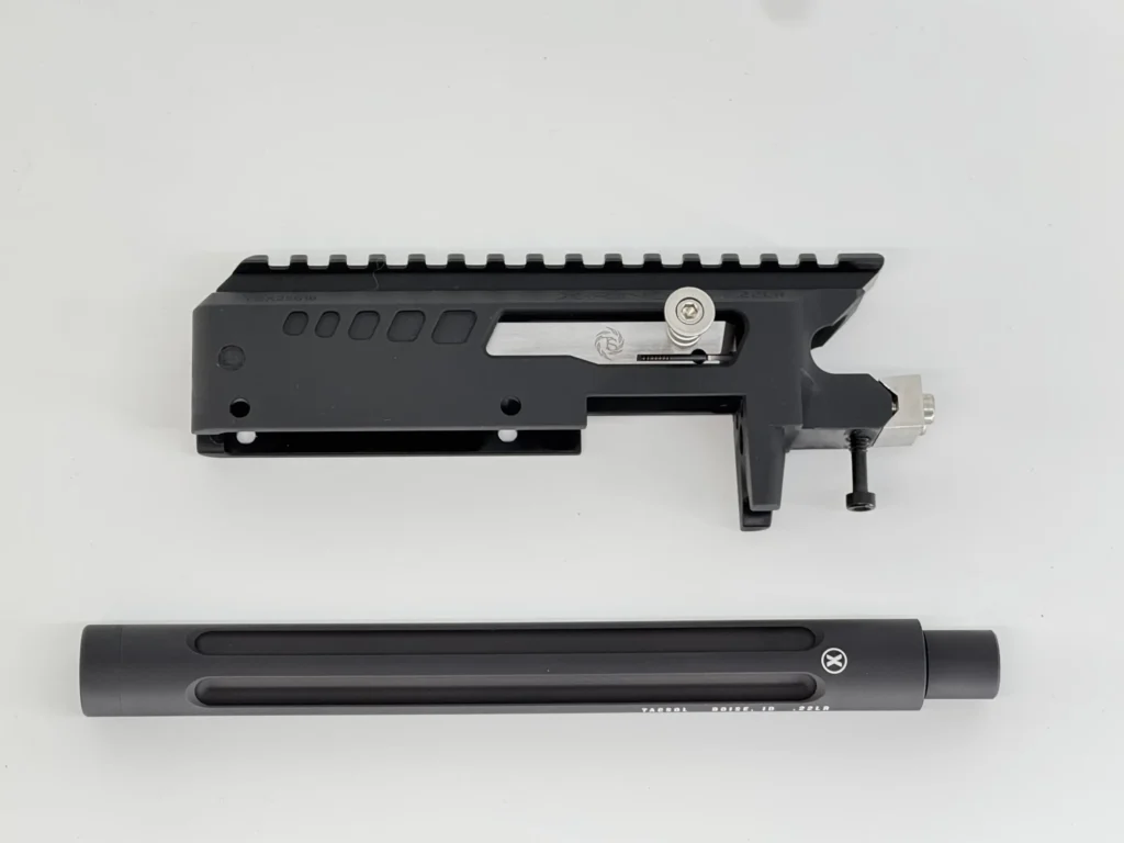 Product image of the GEN 2 Receiver with our 9” Fluted and Threaded X-RING Pistol Barrel