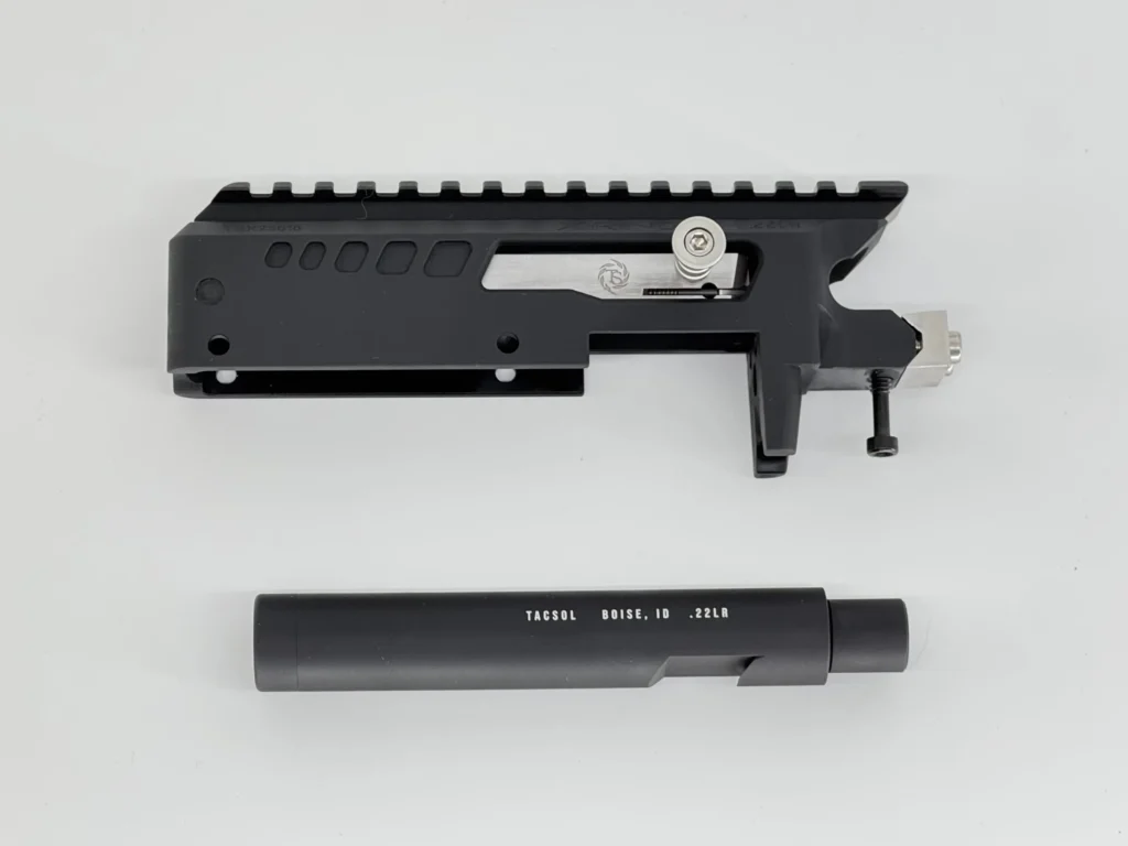 Product image of our GEN 2 Receiver with our 6” Non-Fluted and Threaded X-RING Pistol Barrel